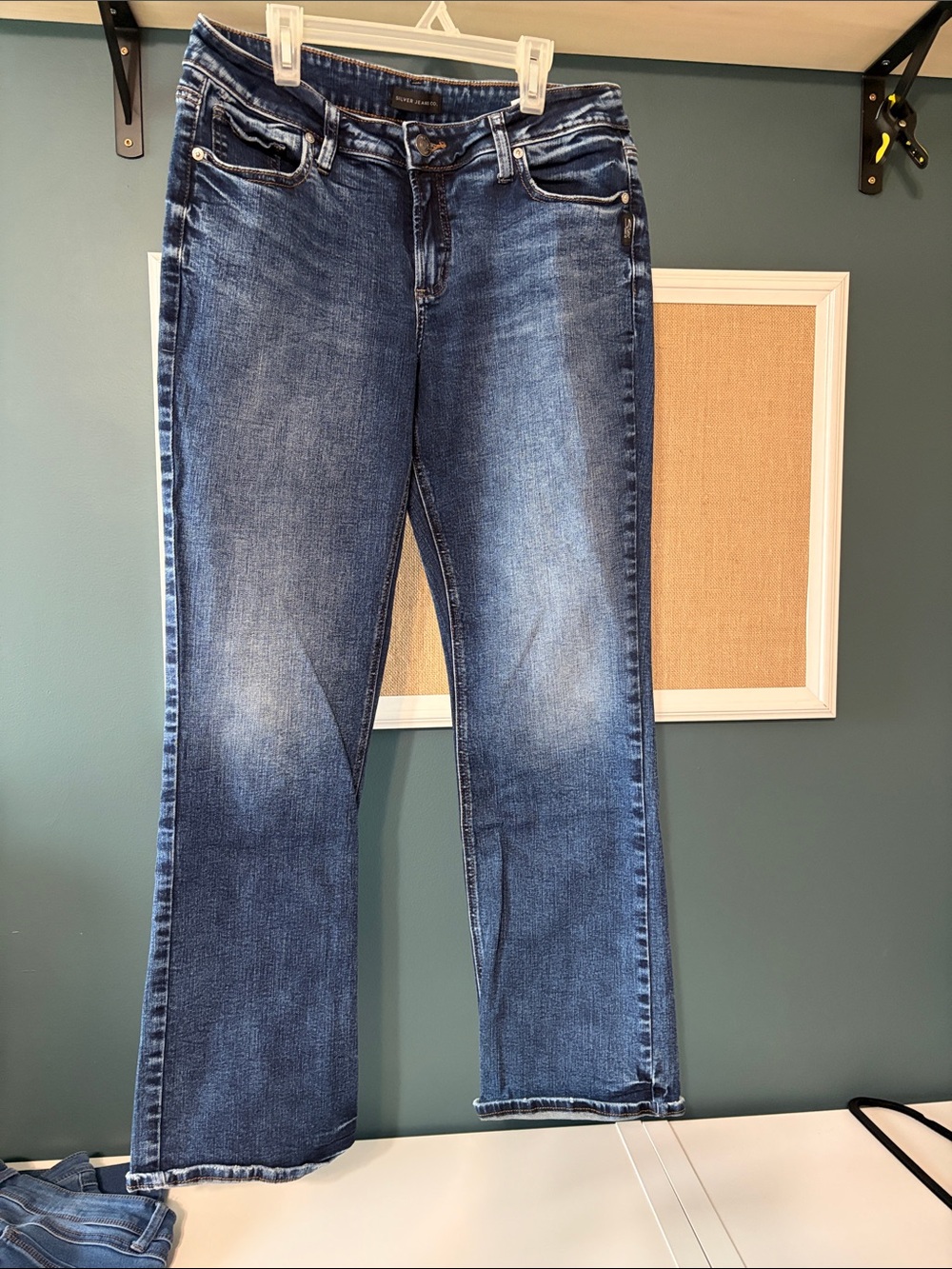 Silver Jeans Mid Blue Flare Wide-Leg Denim